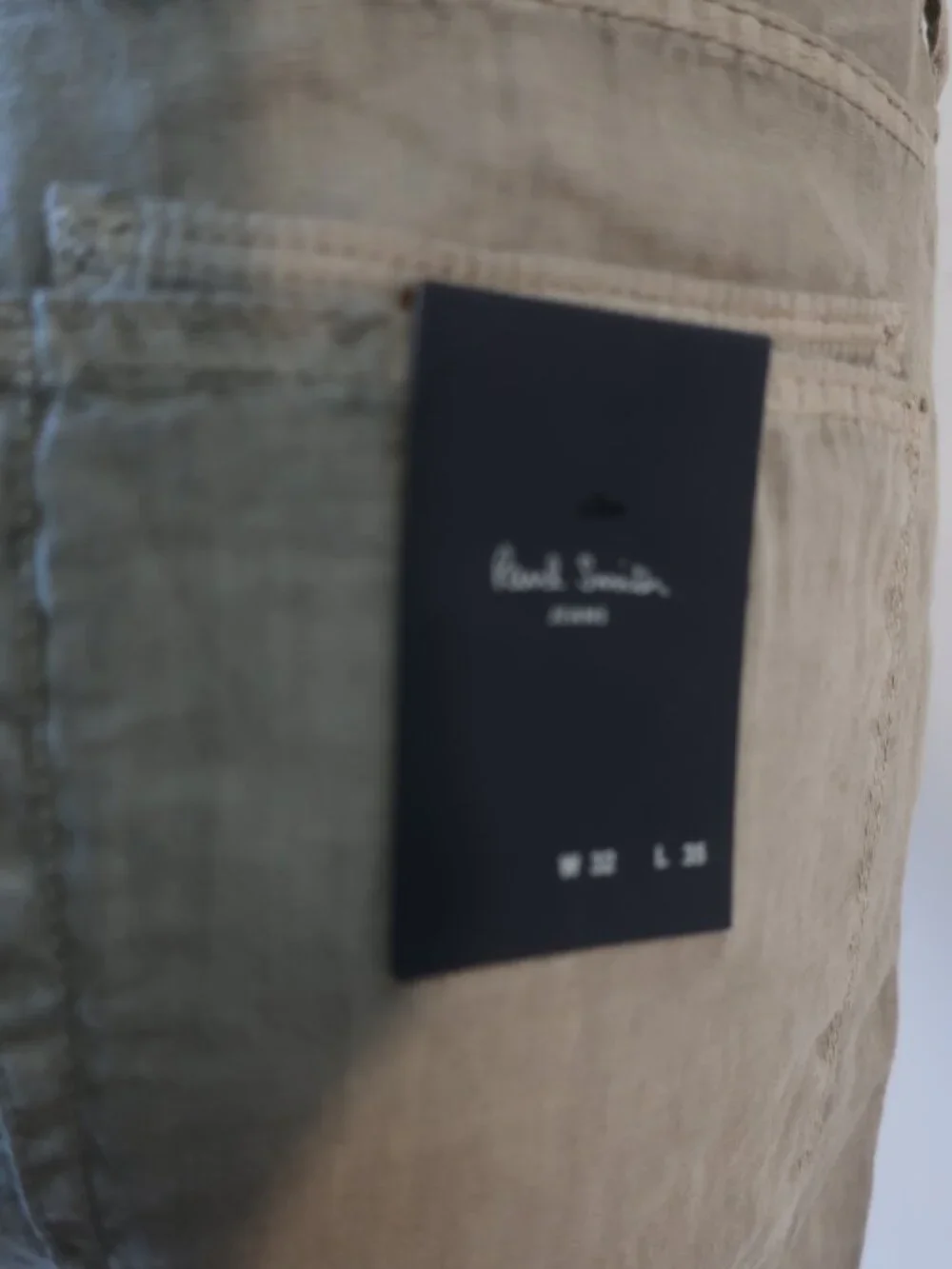 NWT Mens Paul Smith Jeans Olive (Item- 112) Pure Linen Button-Fly Pant 32
